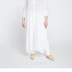 Universal Standard White Long Button-Up Shirt Dress